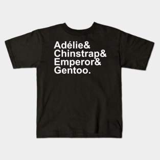 Adélie, Chinstrap, Emperor, Gentoo Kids T-Shirt